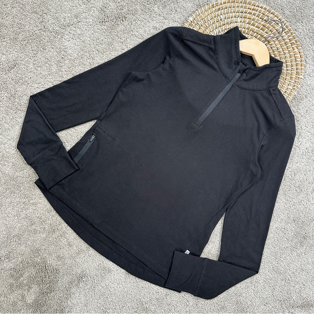 feat Women’s Half Zip Pullover Longsleeve Shirt High Neck in Black Size S